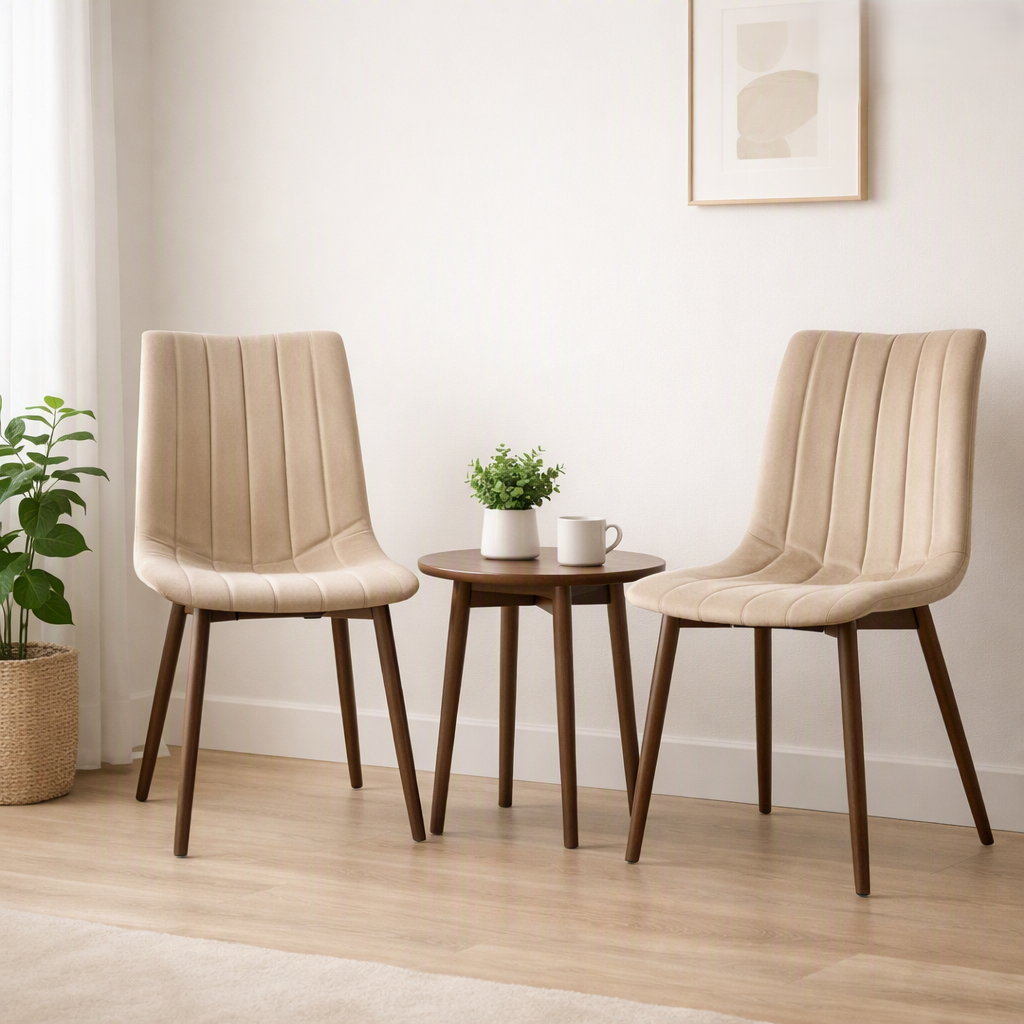 Silla de Comedor Positano, Café Claro, con Espaldar y Diseño Moderno